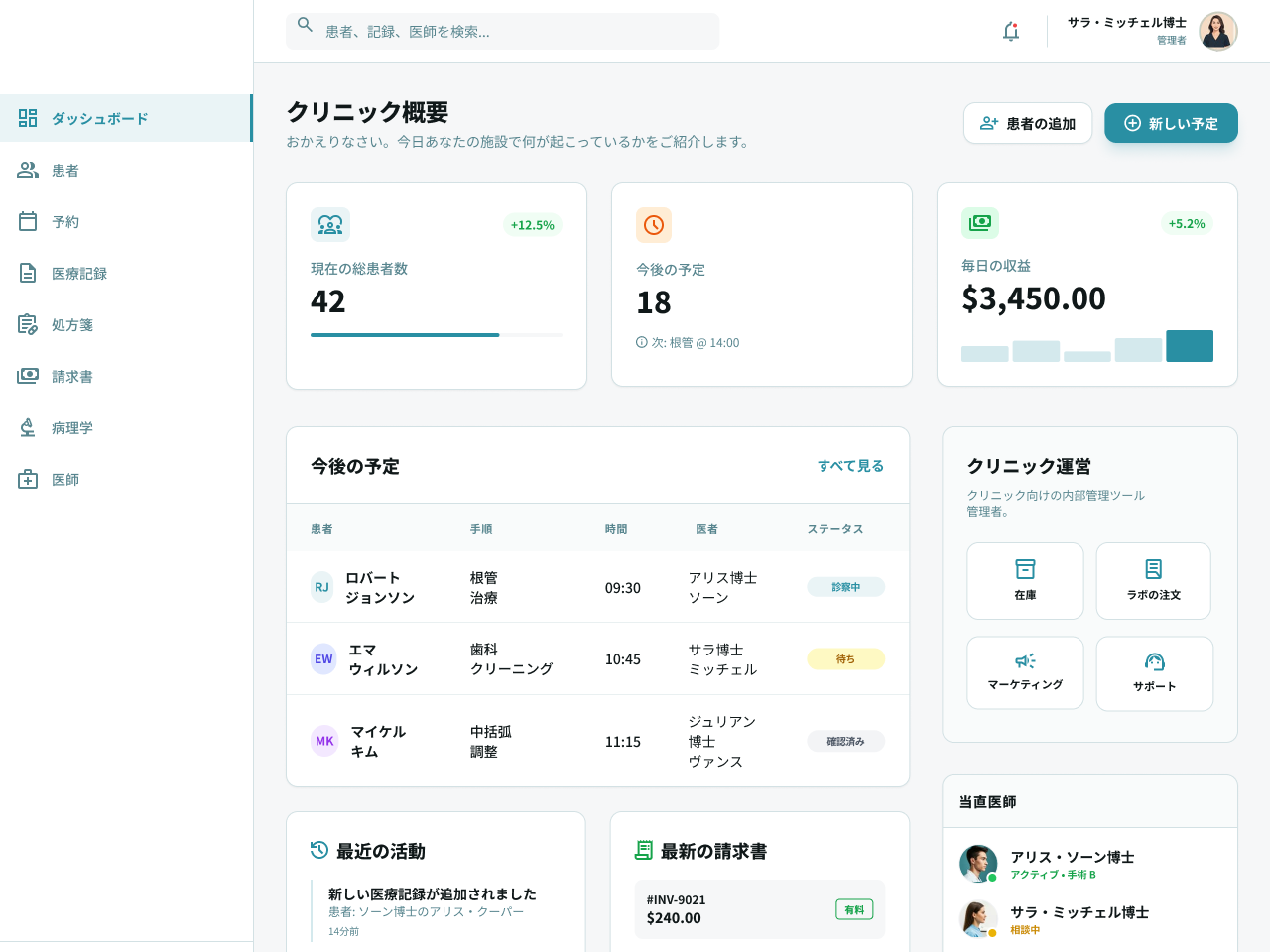 歯科（口腔医療）を専門とする医療機関向けの拠点別情報管理システム