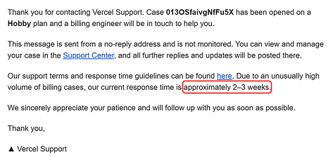 Card Testing Attack - Est Response time from Vercel Support
