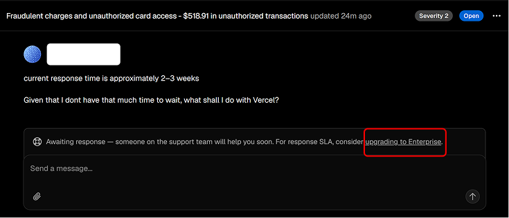 Card Testing Attack - Upsell support service